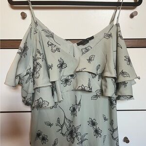 Forever 21 Green Ruffled Asymmetrical Blouse